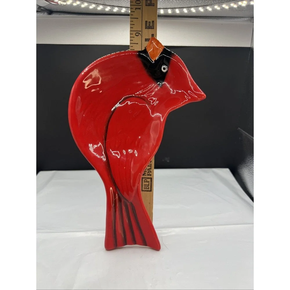 Cracker Barrel Susan Winget Retired Cardinal Spoon Rest Stoneware Red Christmas
